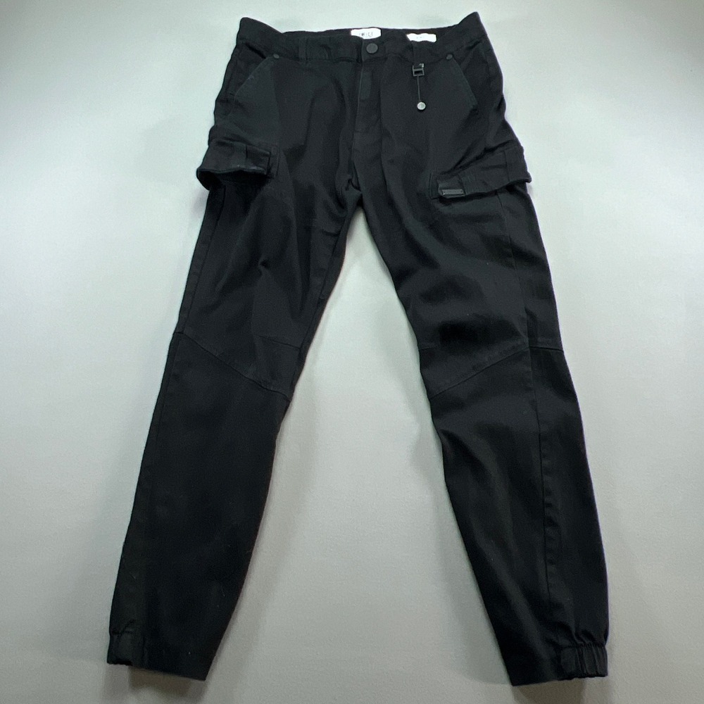 Twice Cargo Pants Mens 34 Black Cotton Slim Fit Tapered Leg Gorpcore Camping